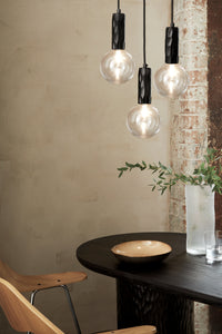 Alex Price - Kyoto 3 drop pendant light black with white glass - KYOTO-3PL-BK-W