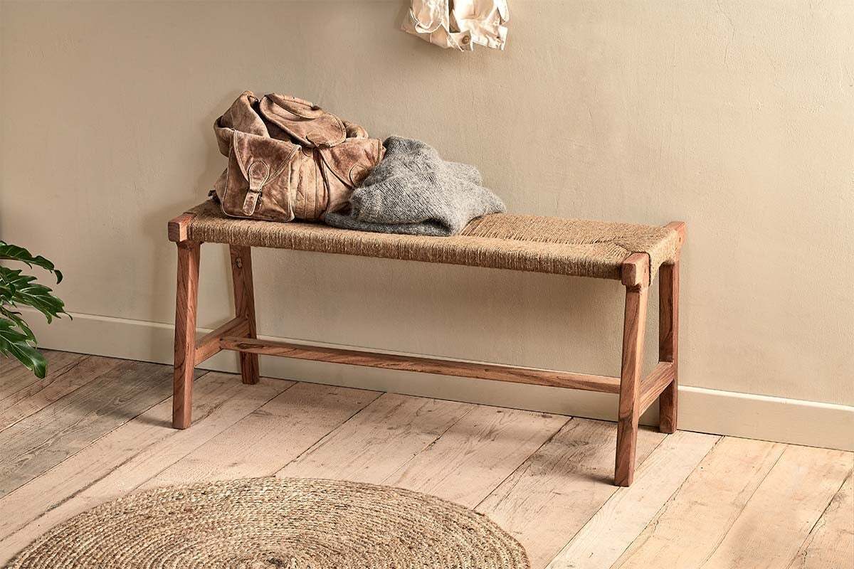 Amhara Acacia & Jute Woven Bench - Natural - One Size