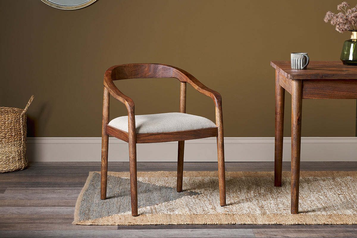 Anbu Acacia Upholstered Dining Chair - Washed Walnut - One Size