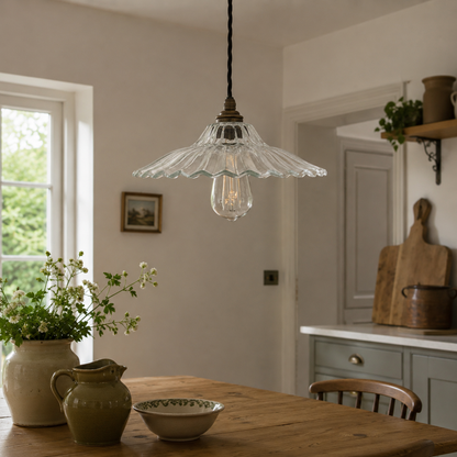 Lenwade Prismatic Glass Pendant Light | Vintage Railway Style