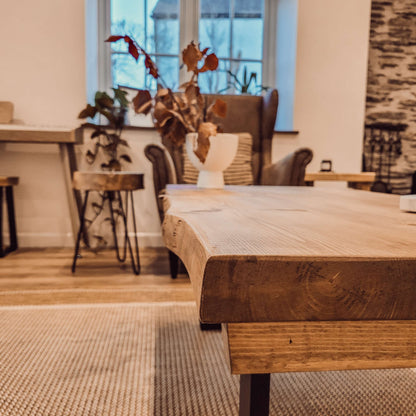 ALVA Live / Waney Edge Coffee Table With Metal Square Legs
