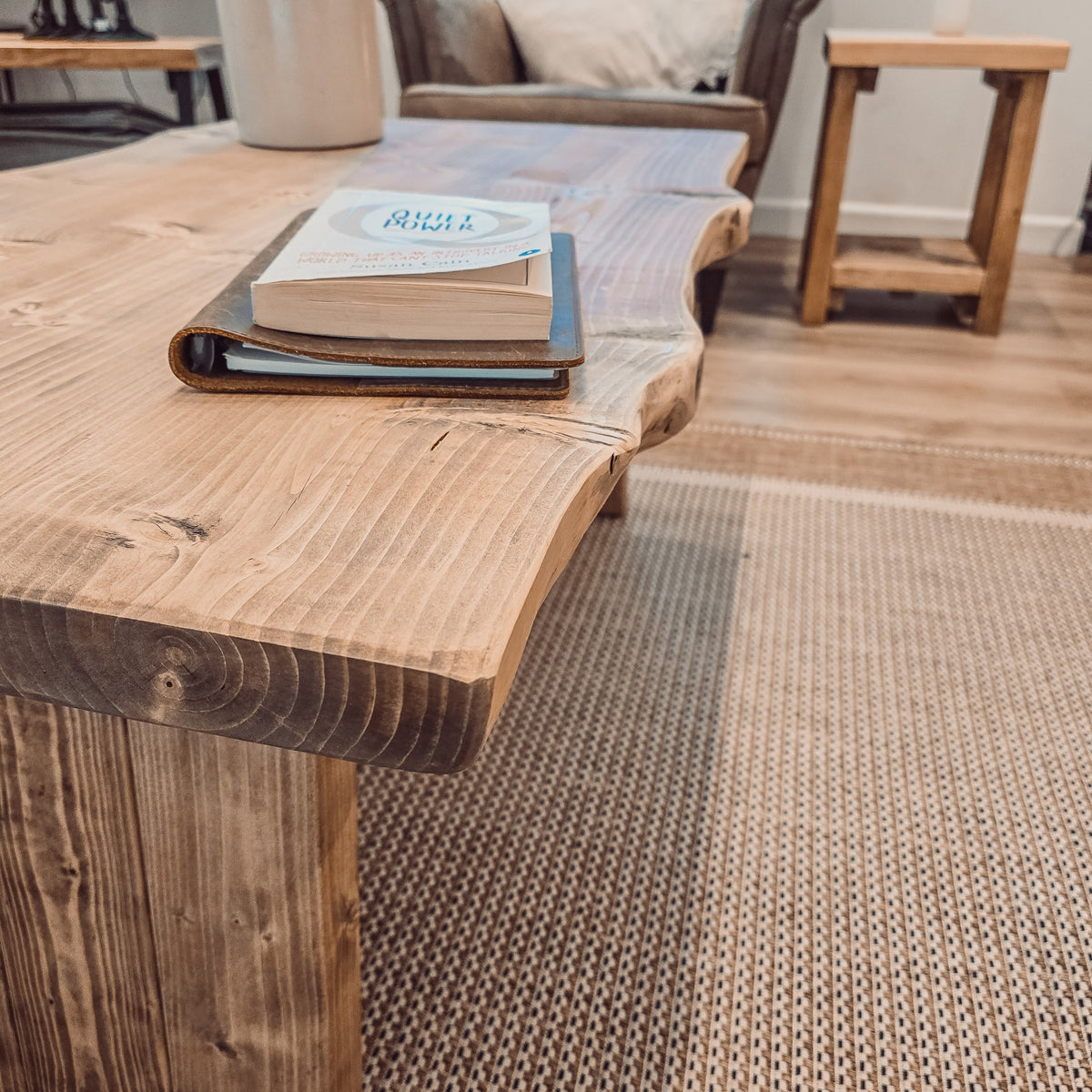 LINA Angled Legs Chunky Live / Waney Edge Coffee Table