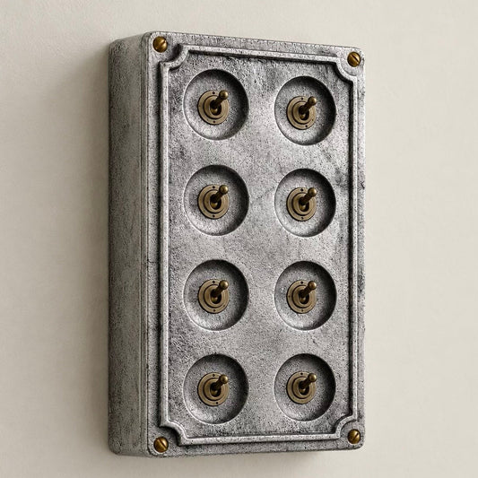 8 Gang 2 Way Solid Cast Metal Conduit Light Switch Industrial
