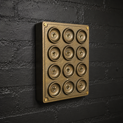 12 Gang 2 Way Antique Brass Solid Cast Metal Conduit Toggle Light Switch