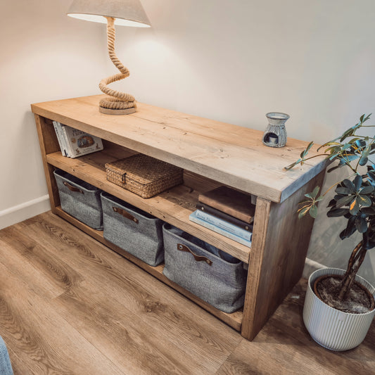 Norwyn 2-Tier Storage Unit / Bookshelf / Toy Storage / Living Room Storage / Shoe Storage Rustic Storage Unit Solid Wood Cottage Style /Book Shelf