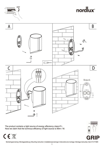 Nordlux Grip smart Wall Light White 2118201001