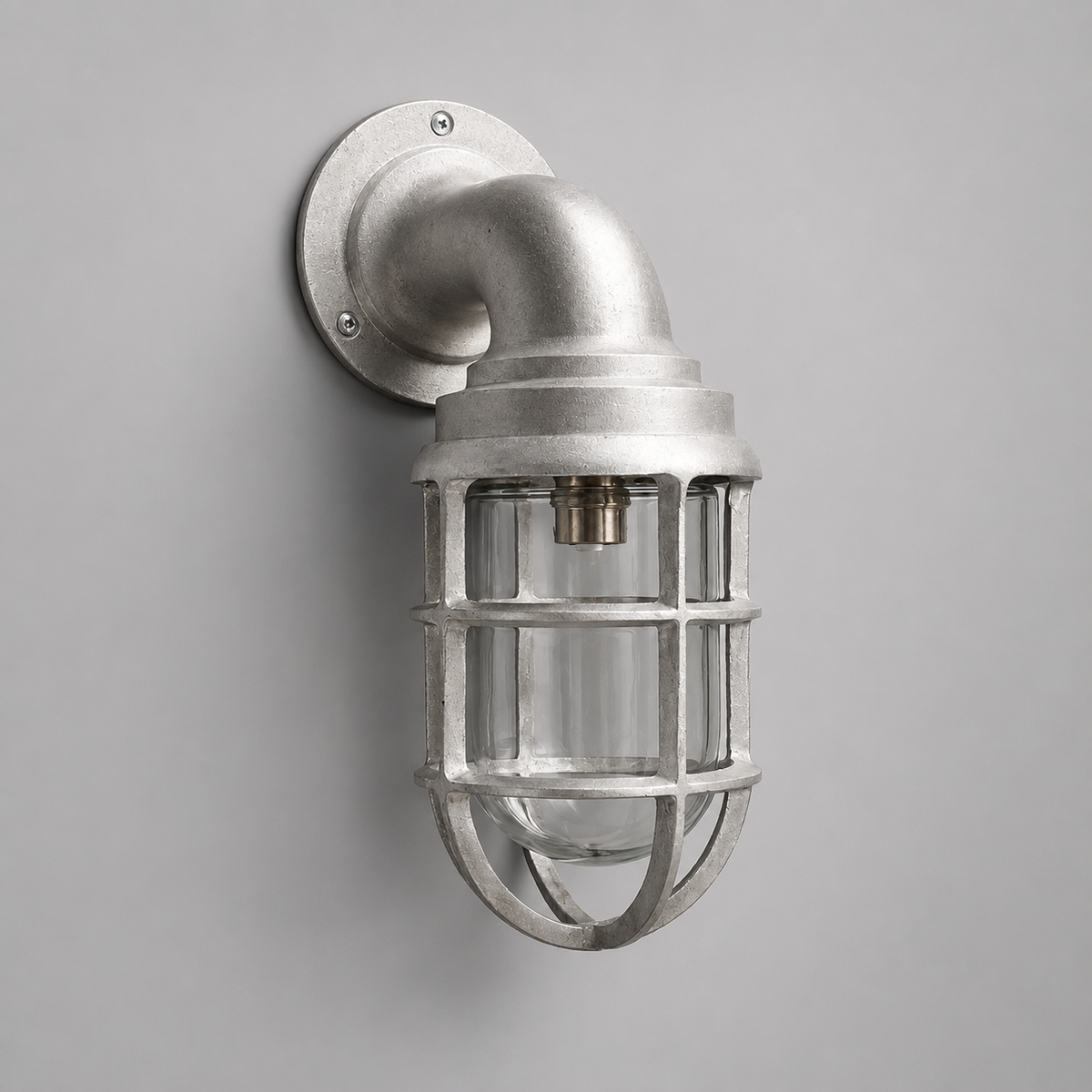 Beachamwell Raw Cast Swan Neck Wall Light - IP65