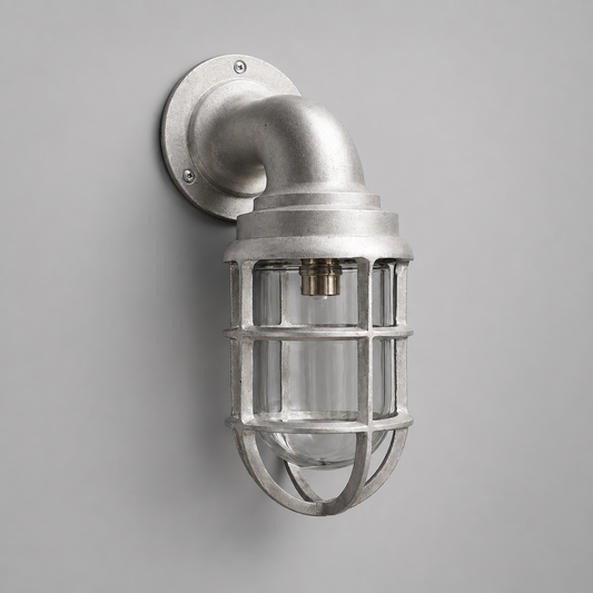 Beachamwell Raw Cast Swan Neck Wall Light - IP65