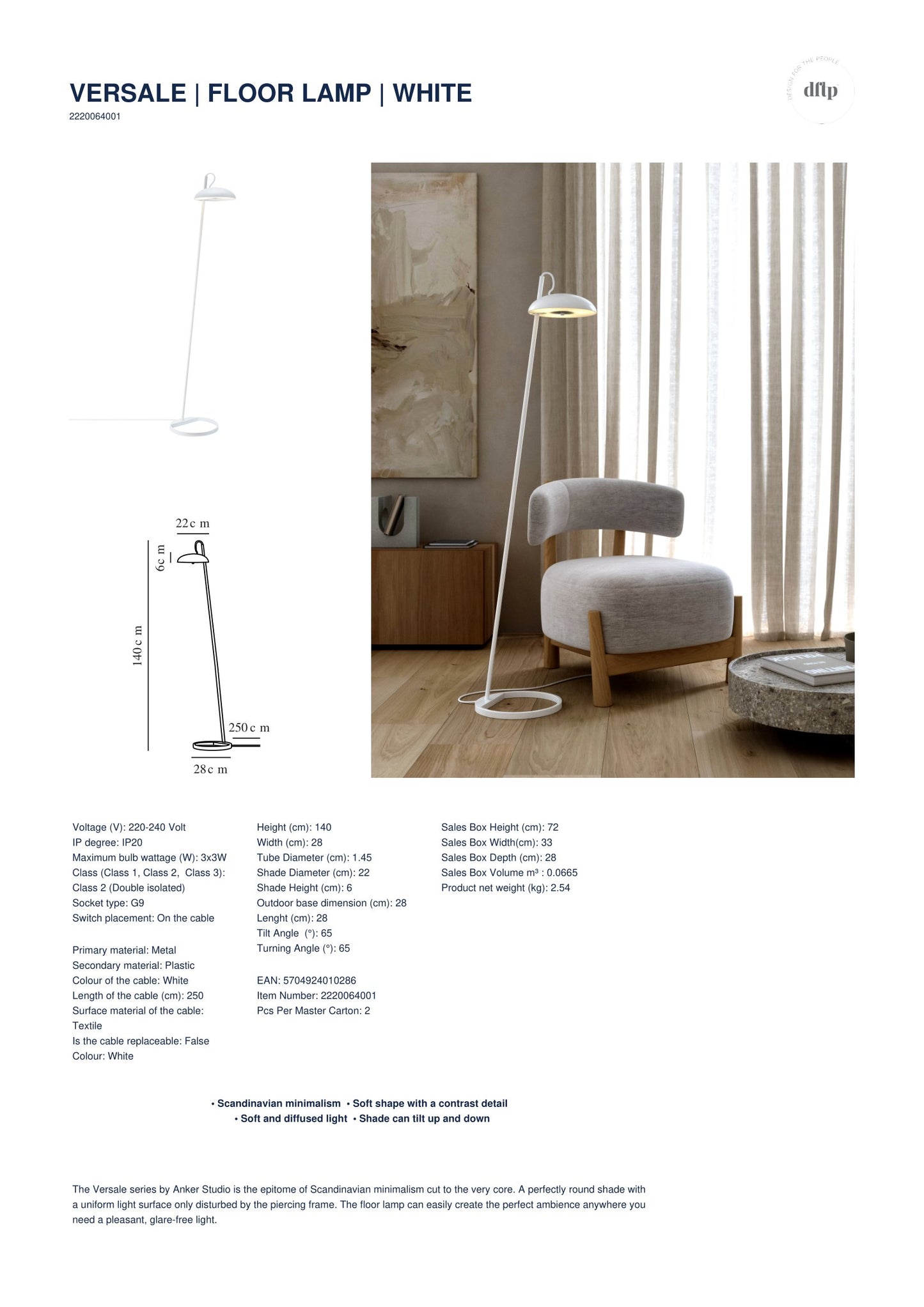 DFTP - Versale Floor Lamp White - 2220064001