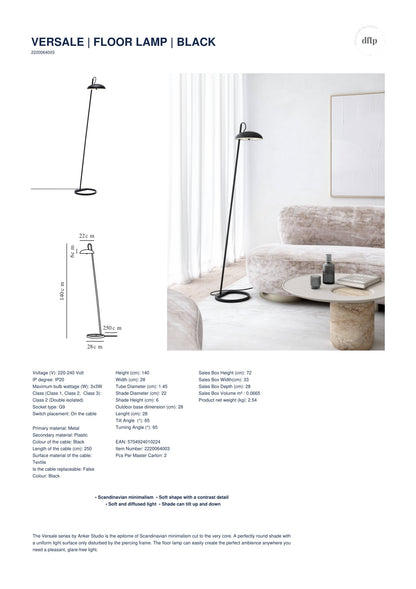 DFTP - Versale Floor Lamp Black - 2220064003