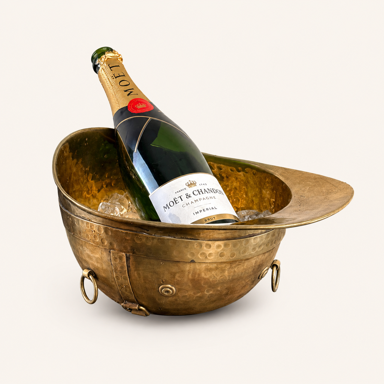 Solid Brass Polo Helmet Champagne Ice Bucket | Antique Brass Wine Cooler