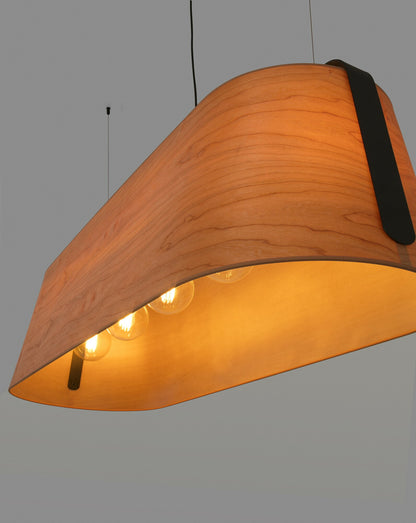 FARO_Barcelona - STOOD 5L Black and wood pendant lamp - 29849