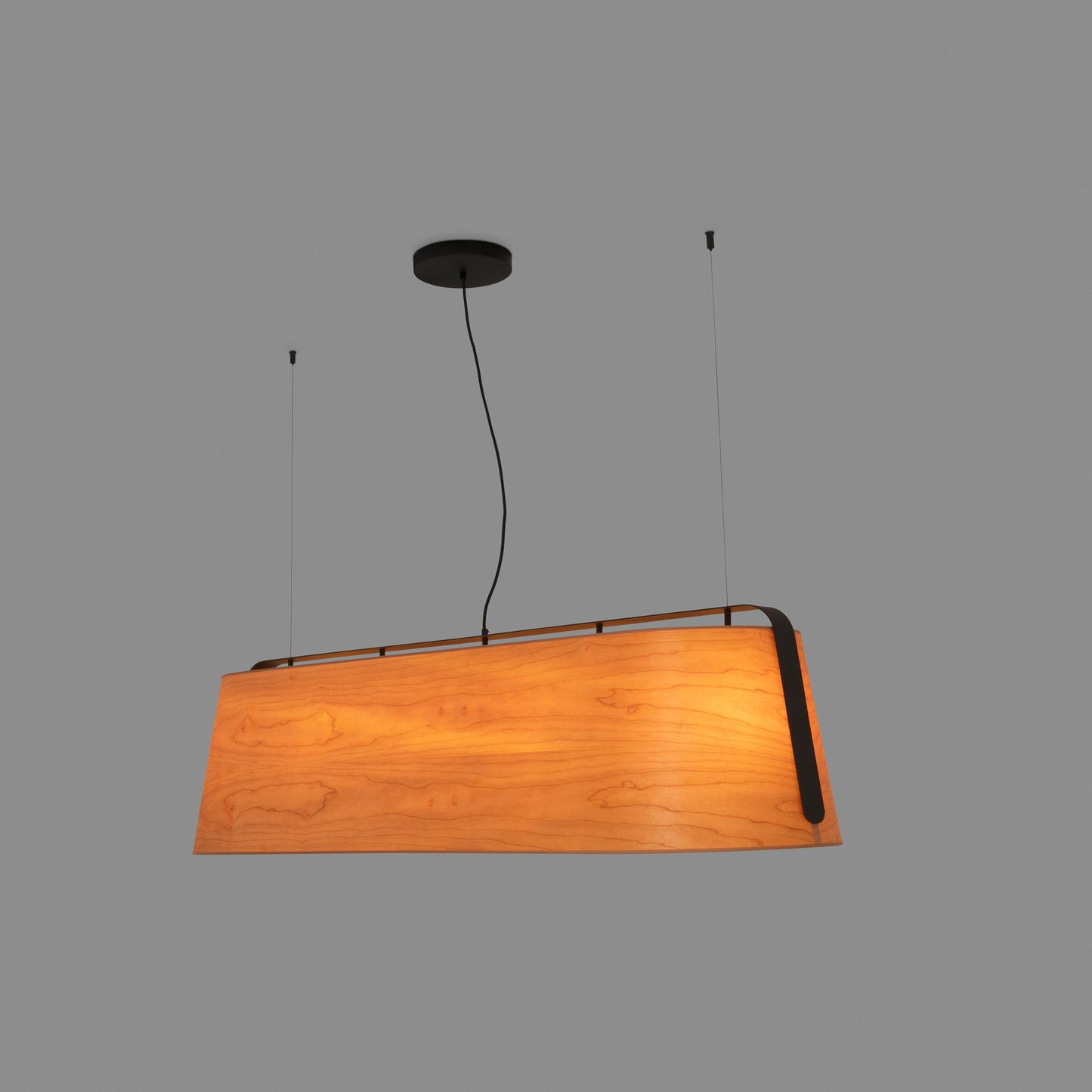 FARO_Barcelona - STOOD 5L Black and wood pendant lamp - 29849