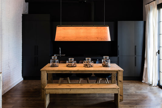 FARO_Barcelona - STOOD 5L Black and wood pendant lamp - 29849