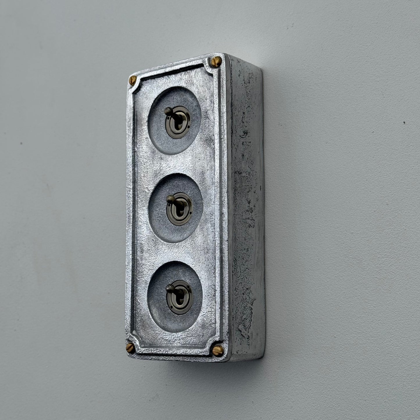 3 Gang 2 Way Solid Cast Metal Conduit Toggle Light Switch