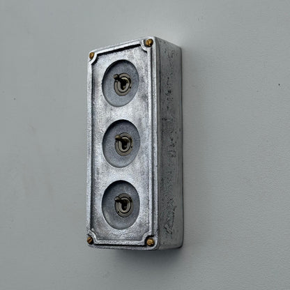 3 Gang 2 Way Solid Cast Metal Conduit Toggle Light Switch