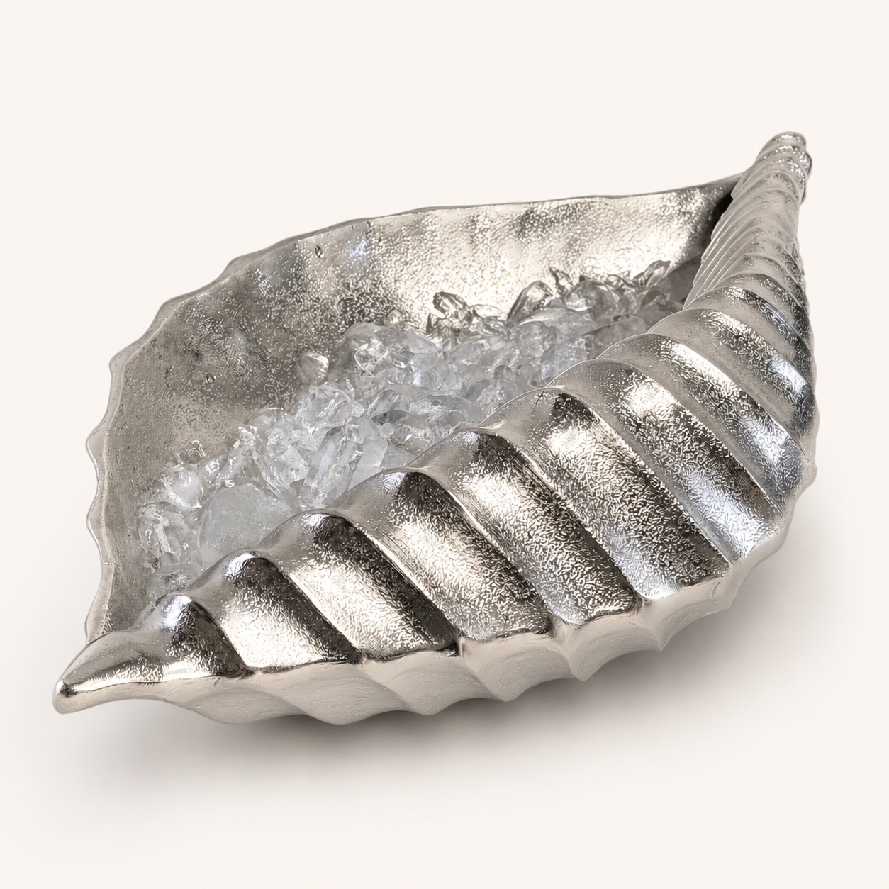 Clam Shell Champagne Ice Bucket & Silver Wine Cooler Bowl