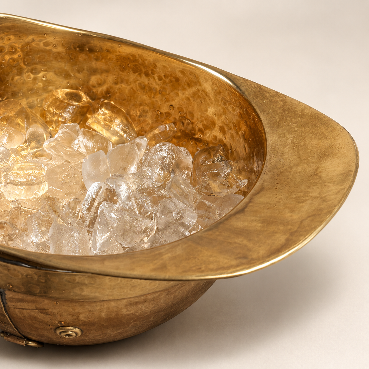 Solid Brass Polo Helmet Champagne Ice Bucket | Antique Brass Wine Cooler
