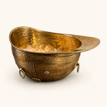 Solid Brass Polo Helmet Champagne Ice Bucket | Antique Brass Wine Cooler