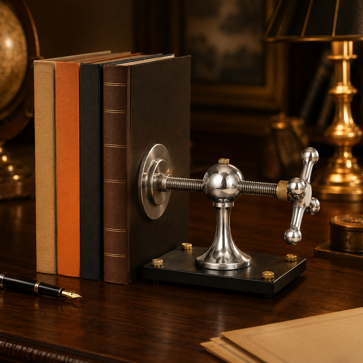 Windlass Bookend Nautical Book Holder Aluminium & Brass Organizer