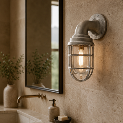 Beachamwell Raw Cast Swan Neck Wall Light - IP65