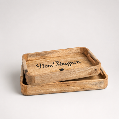 Dom Pérignon Wooden Serving Tray Set | Champagne Butler Trays