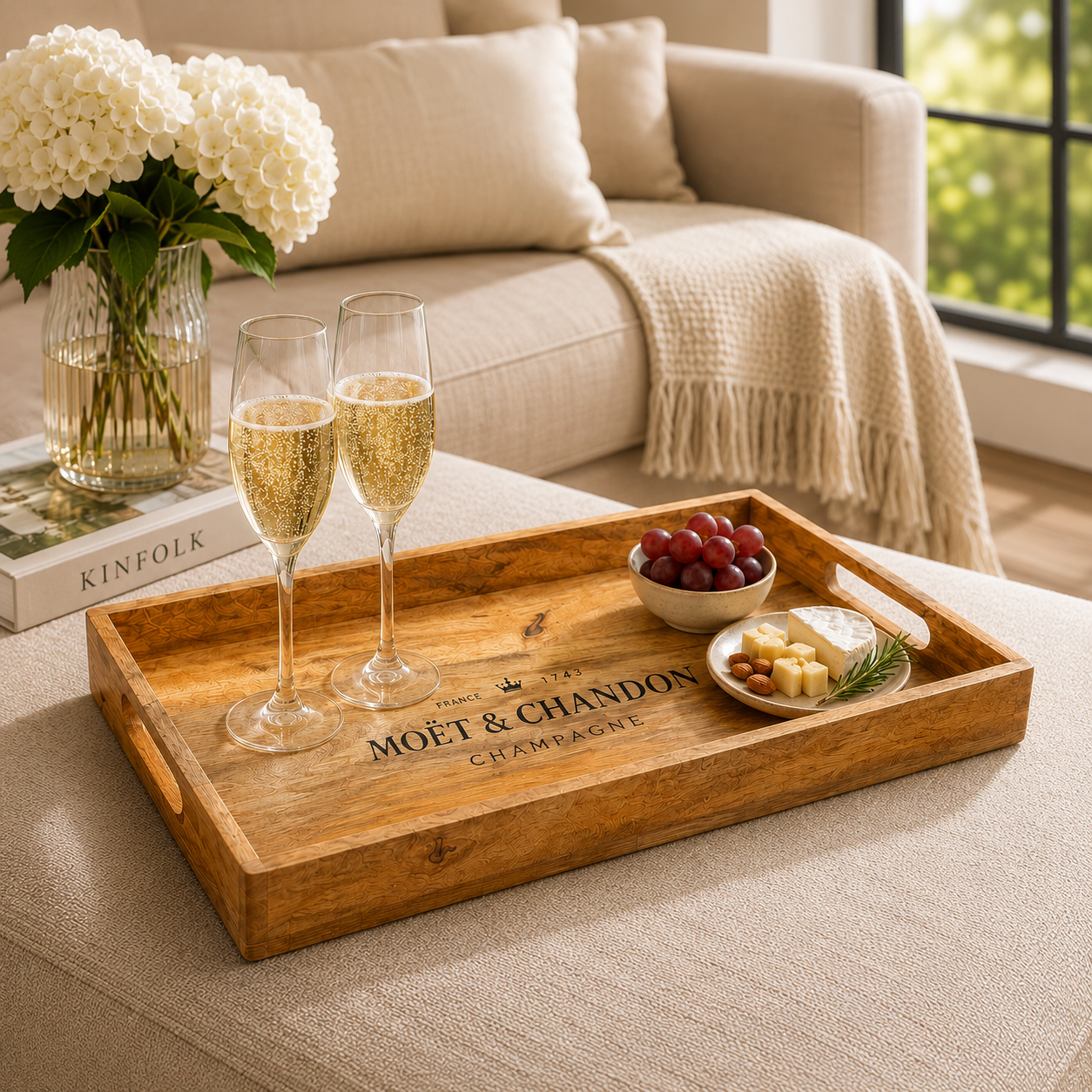 Moët & Chandon Wooden Serving Tray Set