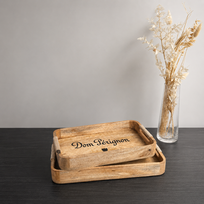 Dom Pérignon Wooden Serving Tray Set | Champagne Butler Trays