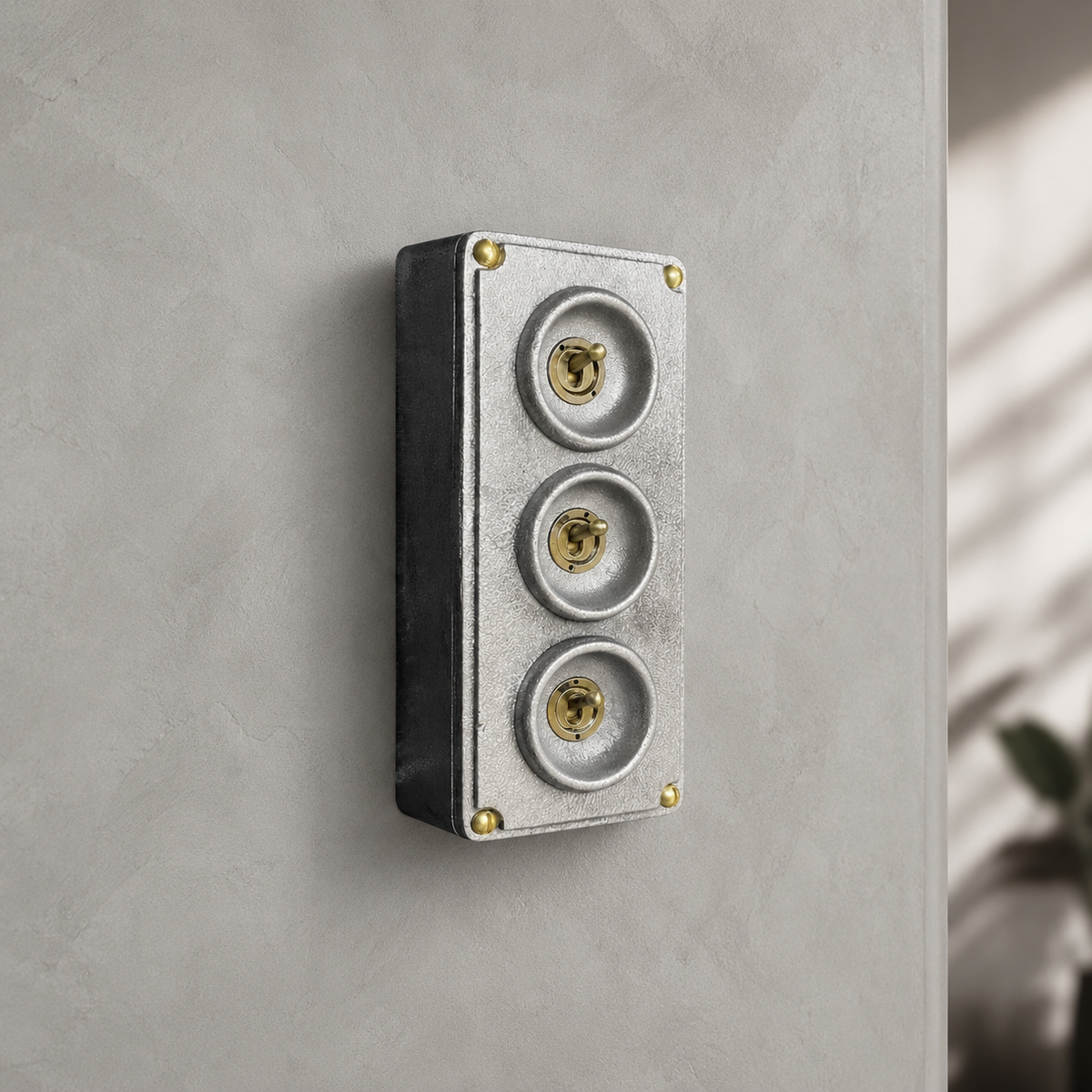3 Gang 2 Way Solid Cast Metal Toggle Light Switch | Industrial Vintage Surface Mounted *Factory Second*