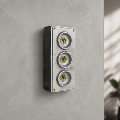 3 Gang 2 Way Solid Cast Metal Toggle Light Switch | Industrial Vintage Surface Mounted *Factory Second*