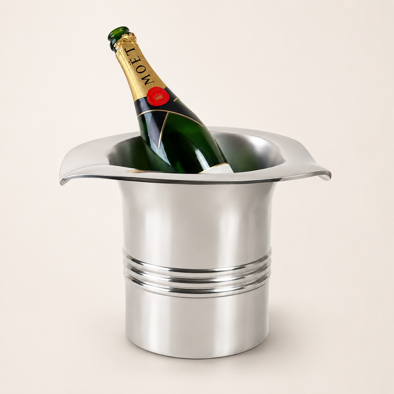XL Top Hat Champagne Ice Bucket | Solid Cast Nickel Plated Wine Cooler
