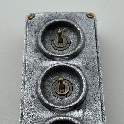3 Gang 2 Way Solid Cast Metal Toggle Light Switch | Industrial Vintage Surface Mounted *Factory Second*