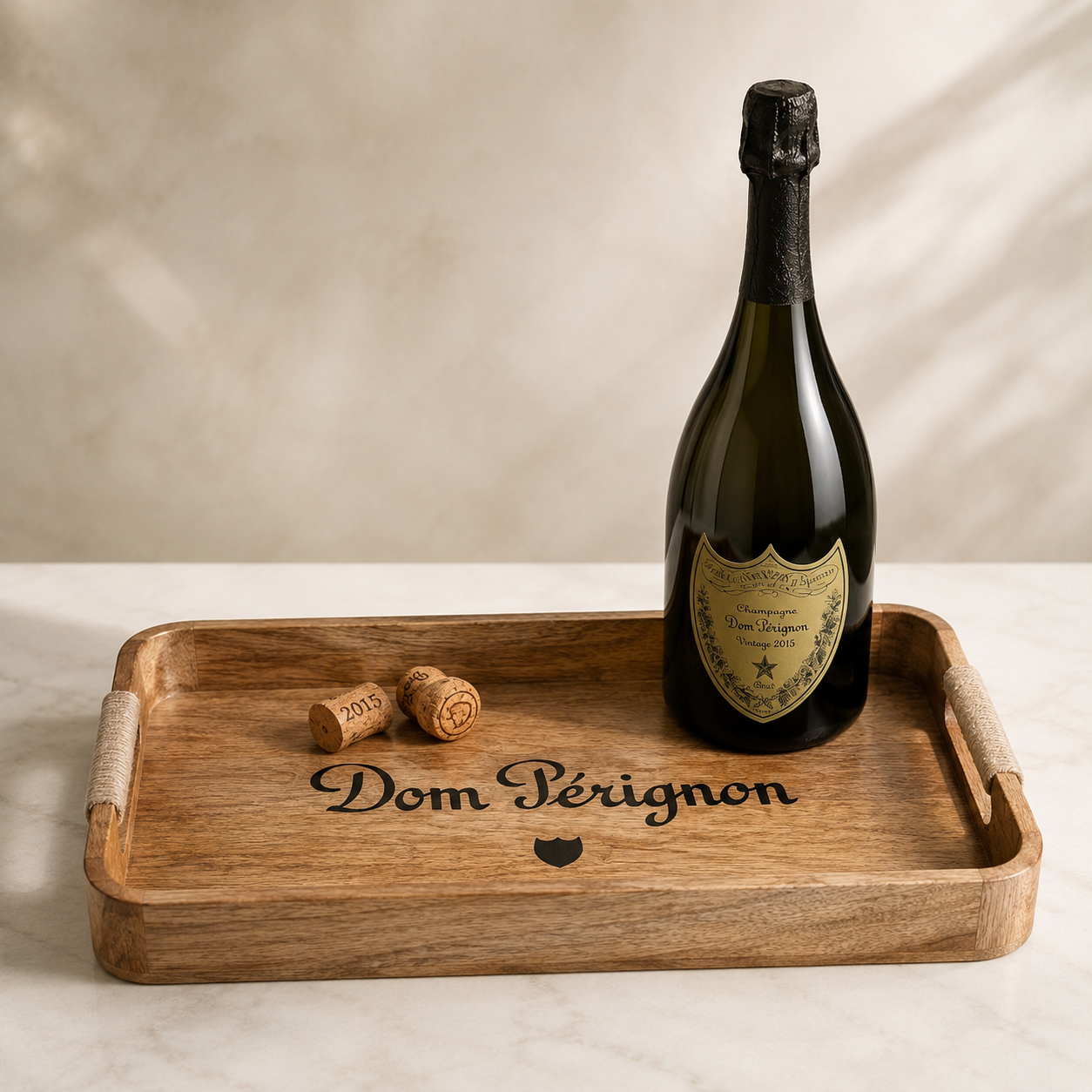 Dom Pérignon Wooden Serving Tray Set | Champagne Butler Trays