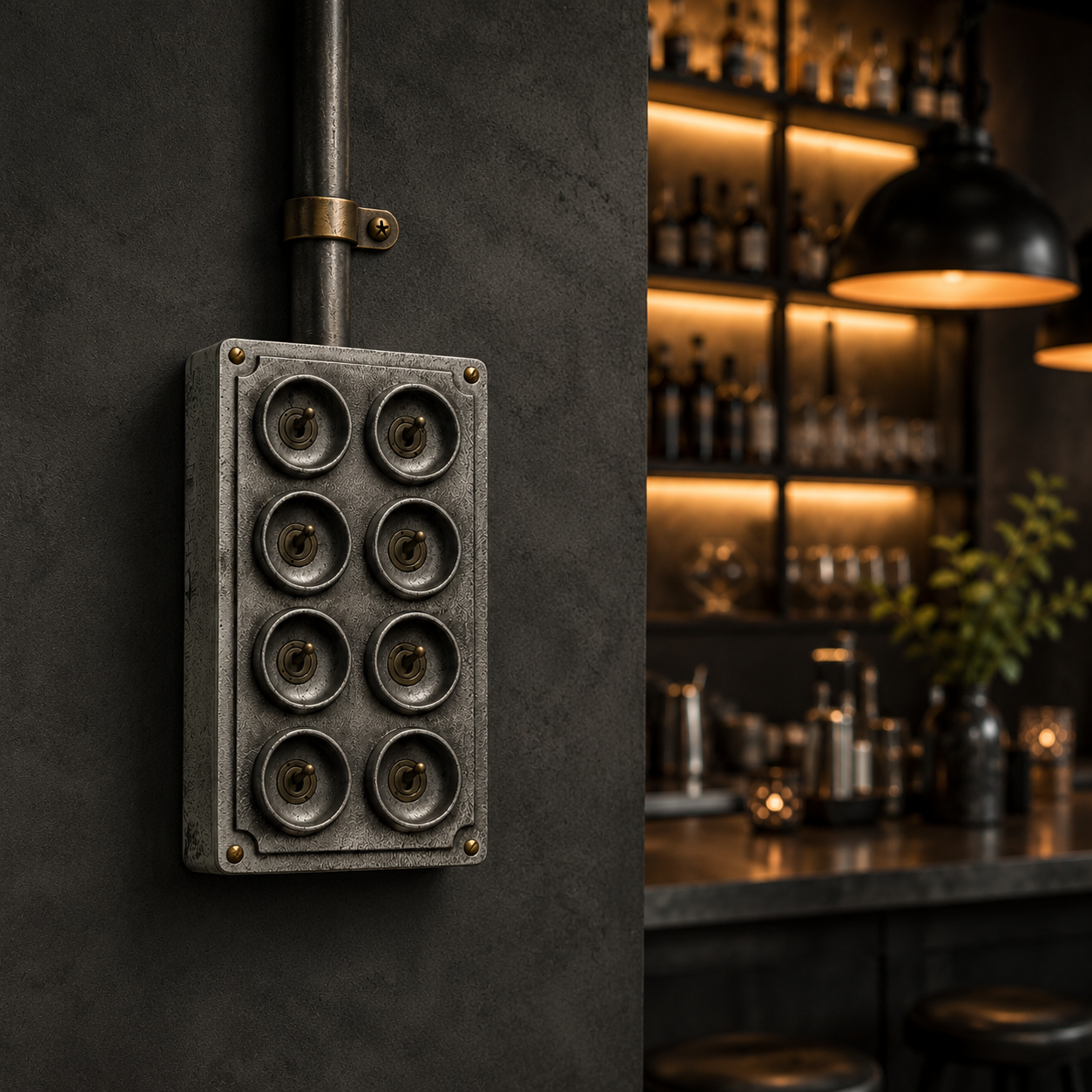 8 Gang 2 Way Toggle Light Switch | Cast Aluminium Surface Mounted