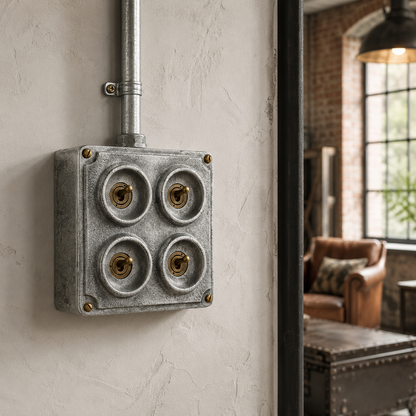 4 Gang 2 Way Solid Cast Metal Conduit Light Switch Industrial