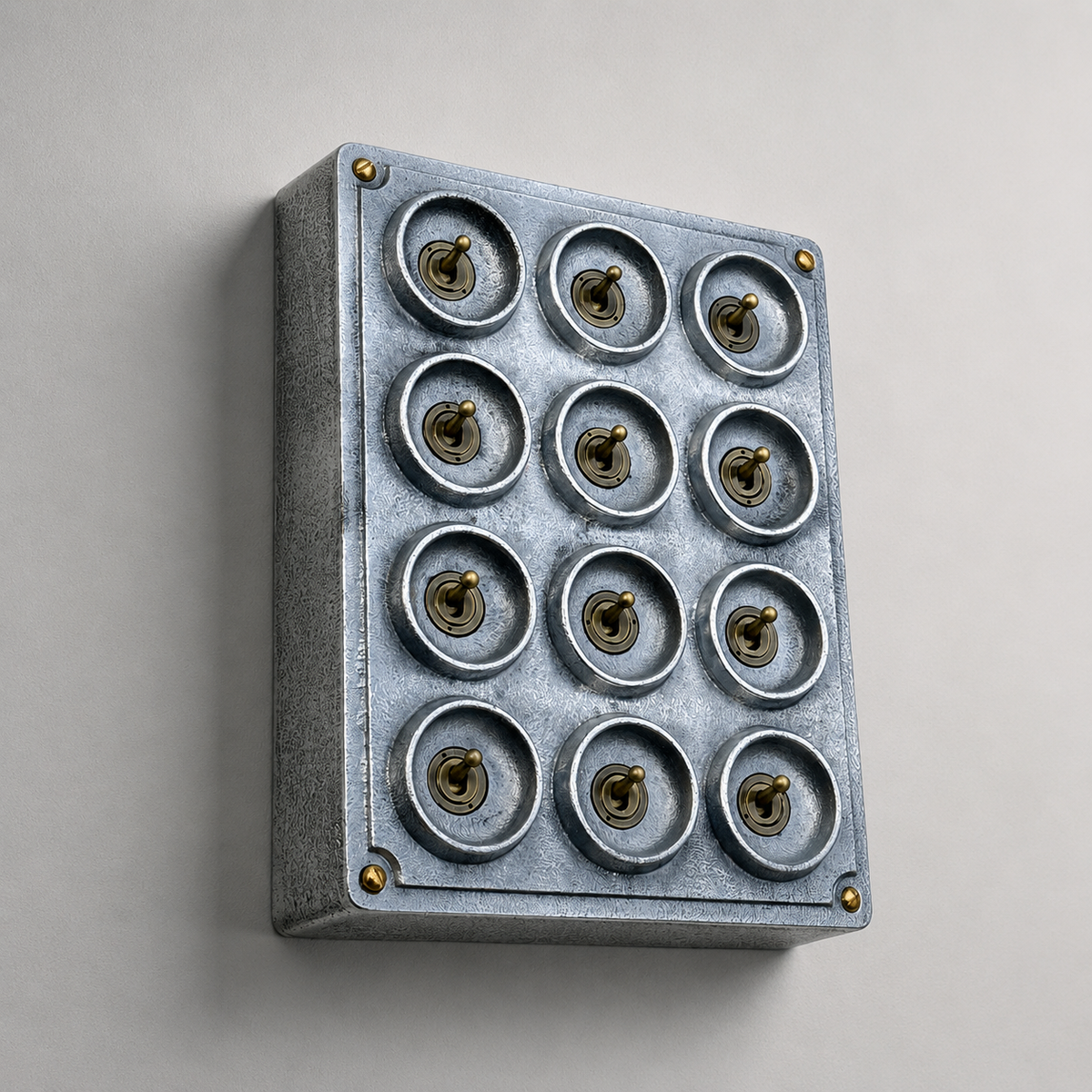 12 Gang 2 Way Cast Aluminium Industrial Toggle Switch Light Panel