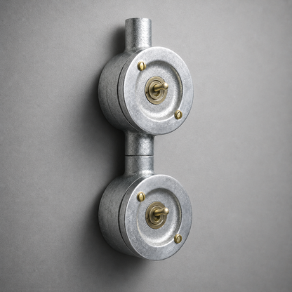 Double Gang Solid Cast Conduit Light Switch | 2 Way Industrial Vintage Style