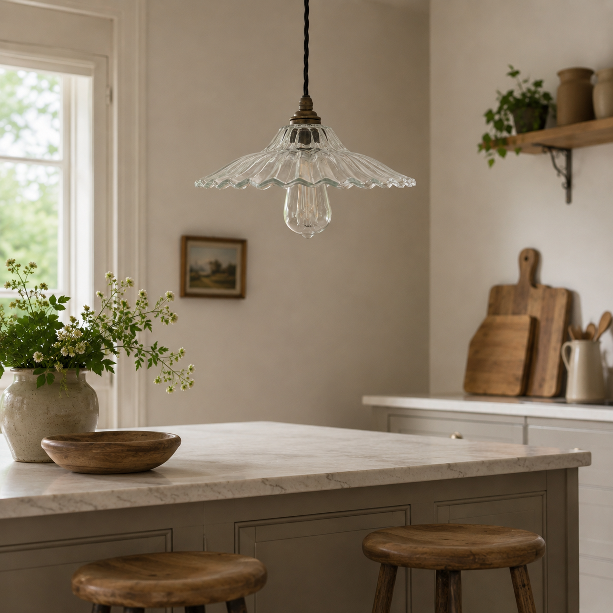 Lenwade Prismatic Glass Pendant Light | Vintage Railway Style