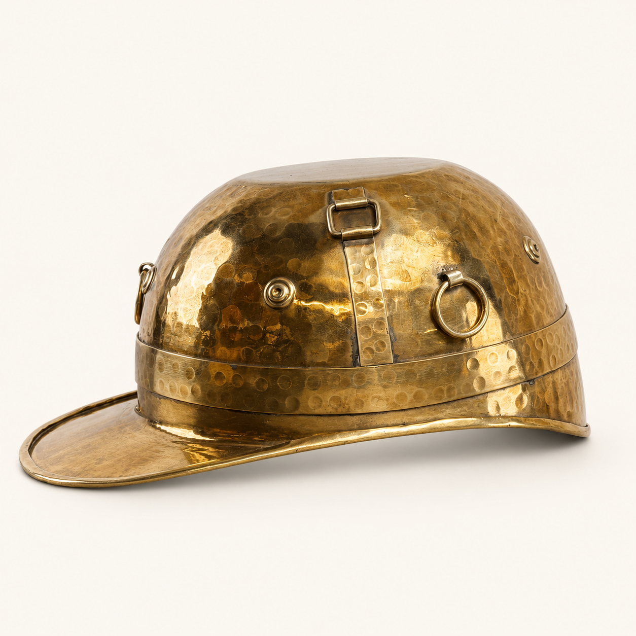 Solid Brass Polo Helmet Champagne Ice Bucket | Antique Brass Wine Cooler