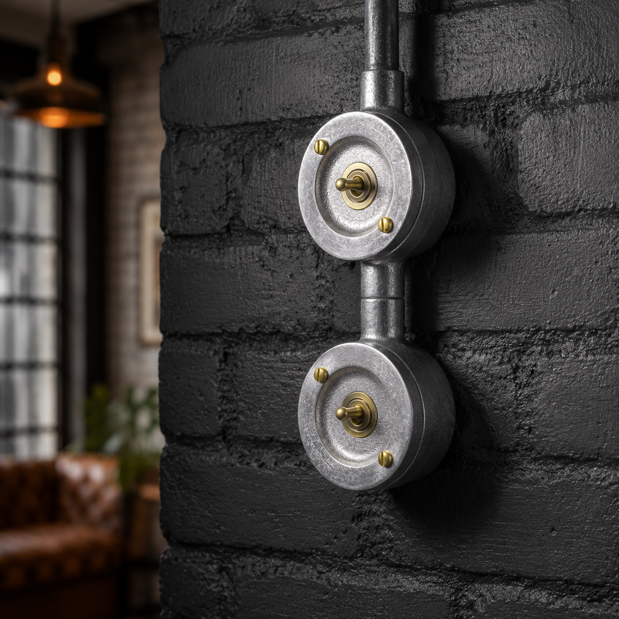 Double Gang Solid Cast Conduit Light Switch | 2 Way Industrial Vintage Style
