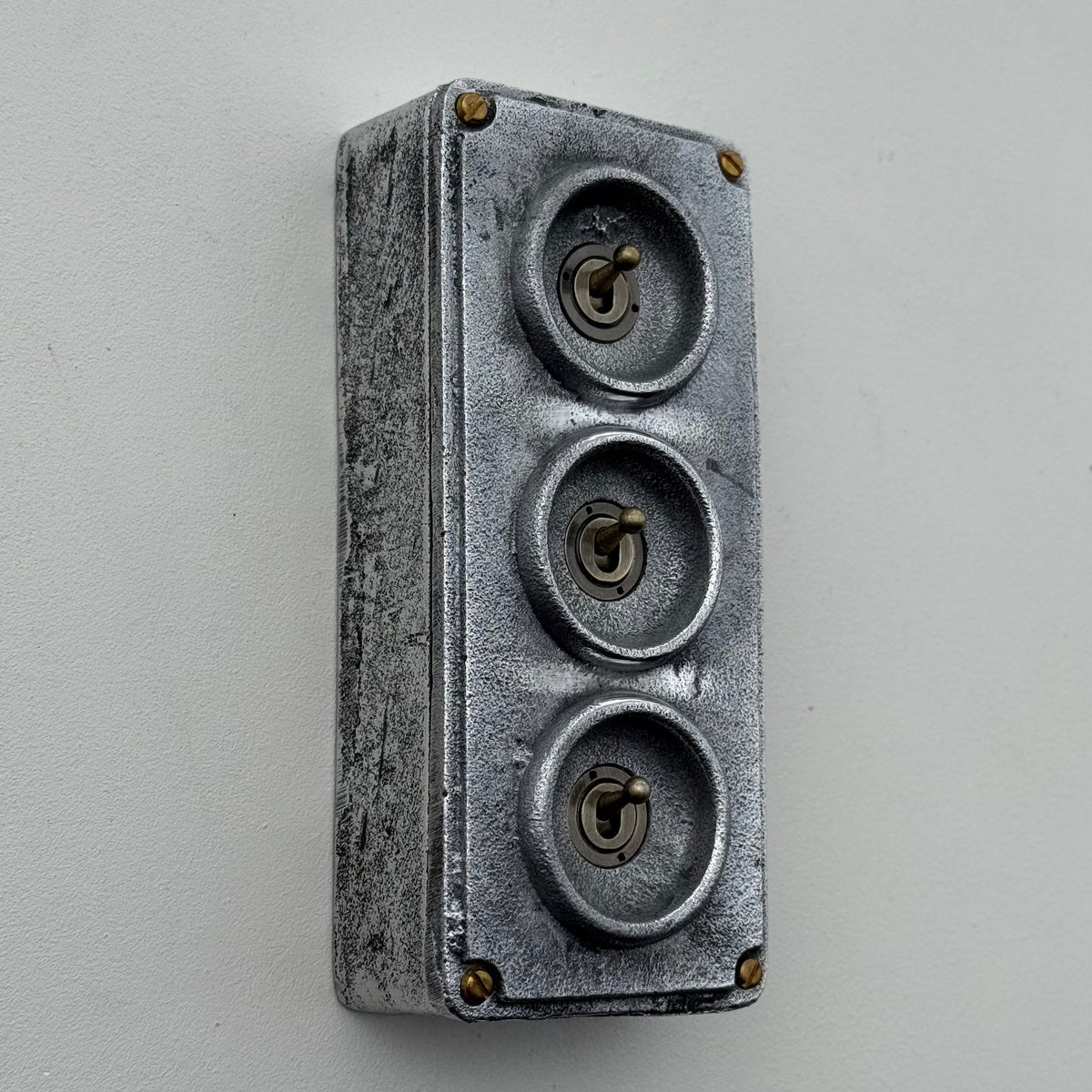 3 Gang 2 Way Solid Cast Metal Toggle Light Switch | Industrial Vintage Surface Mounted *Factory Second*