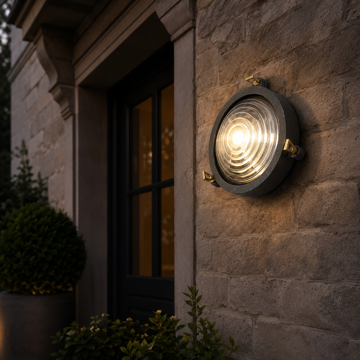 Wroxham Pewter Round Bulkhead Wall or Ceiling Light - IP65