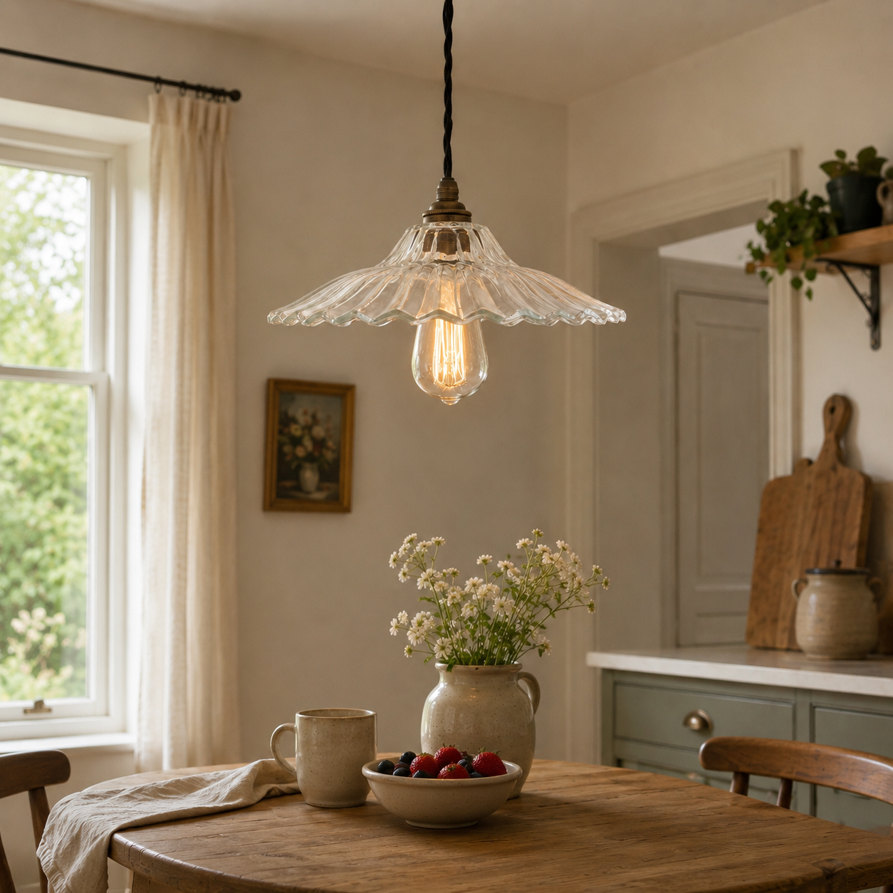 Lenwade Prismatic Glass Pendant Light | Vintage Railway Style