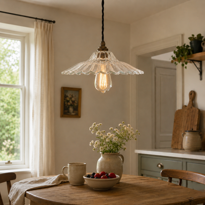 Lenwade Prismatic Glass Pendant Light | Vintage Railway Style
