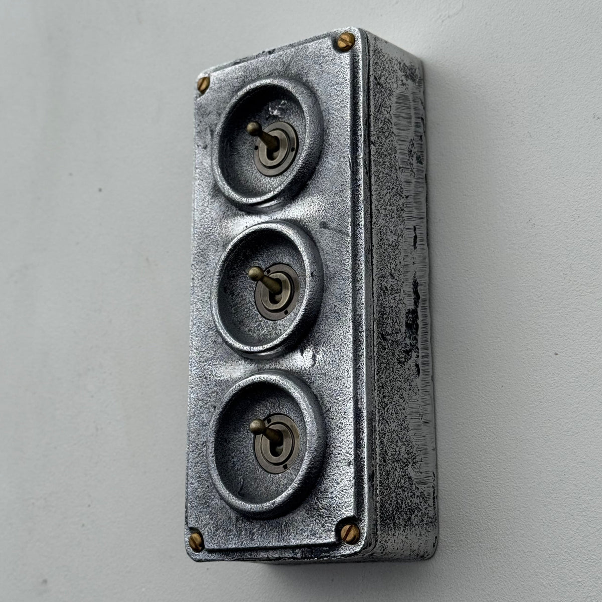 3 Gang 2 Way Solid Cast Metal Toggle Light Switch | Industrial Vintage Surface Mounted *Factory Second*