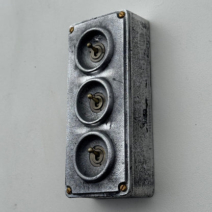 3 Gang 2 Way Solid Cast Metal Toggle Light Switch | Industrial Vintage Surface Mounted *Factory Second*