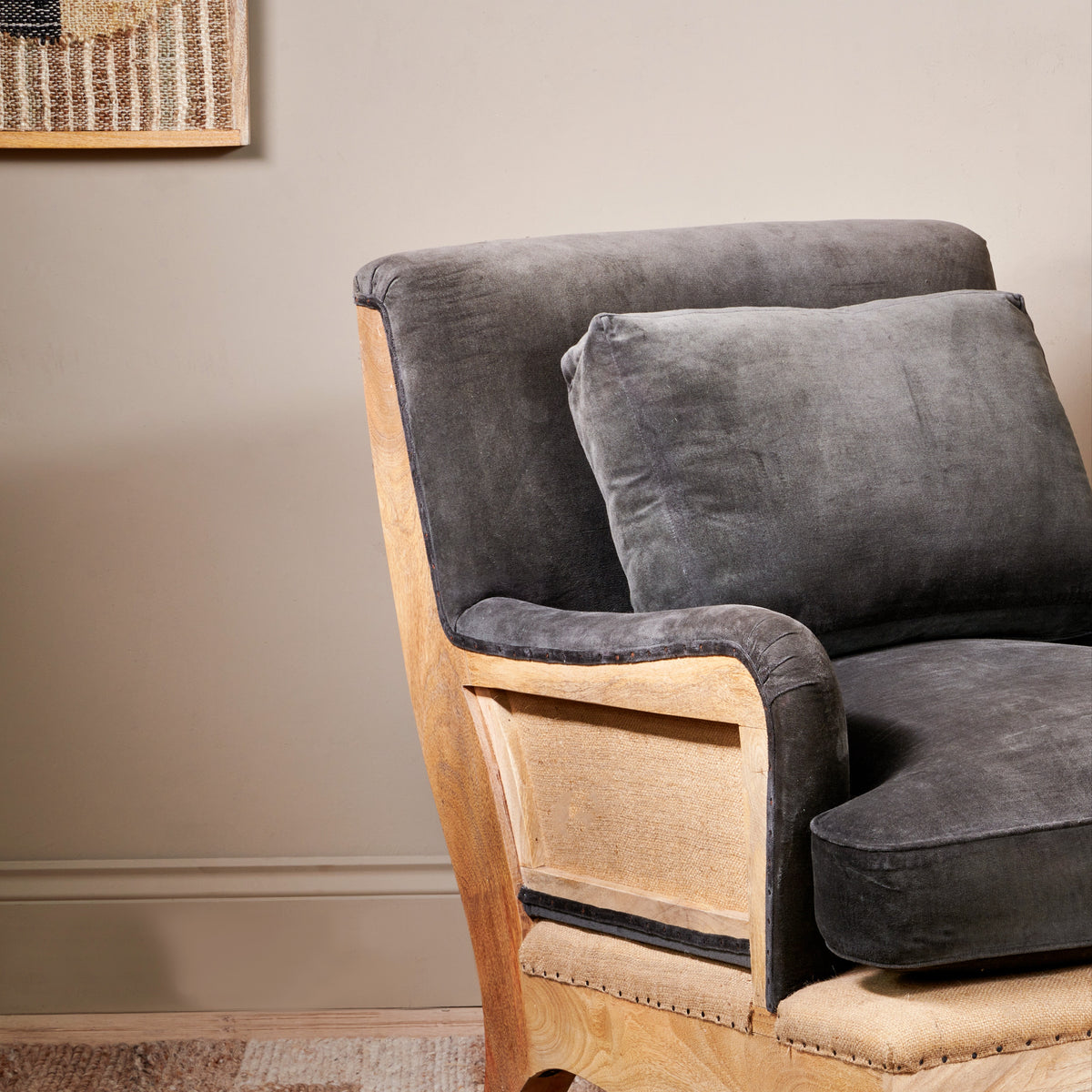 Abe Deconstructed Velvet Armchair - Moss