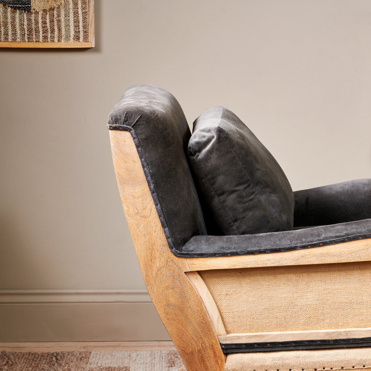 Abe Deconstructed Velvet Armchair - Moss