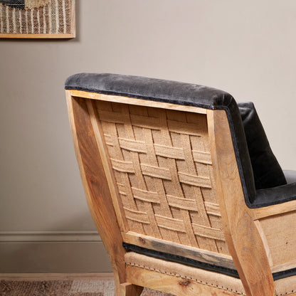 Abe Deconstructed Velvet Armchair - Moss