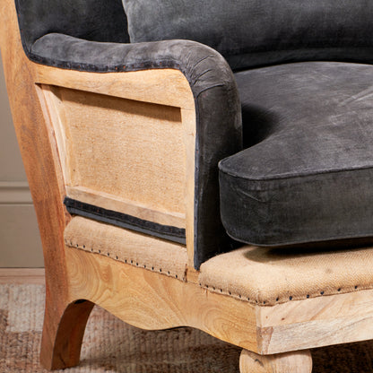 Abe Deconstructed Velvet Armchair - Moss
